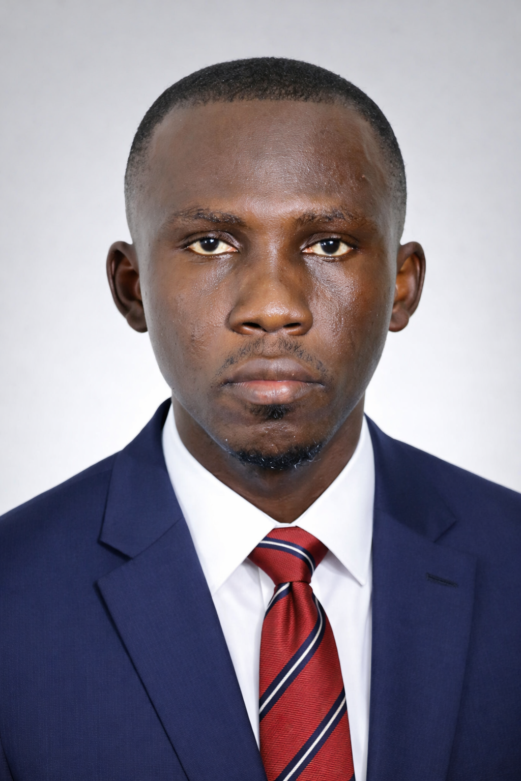 Man looking at camera with a stoic expression on his face.